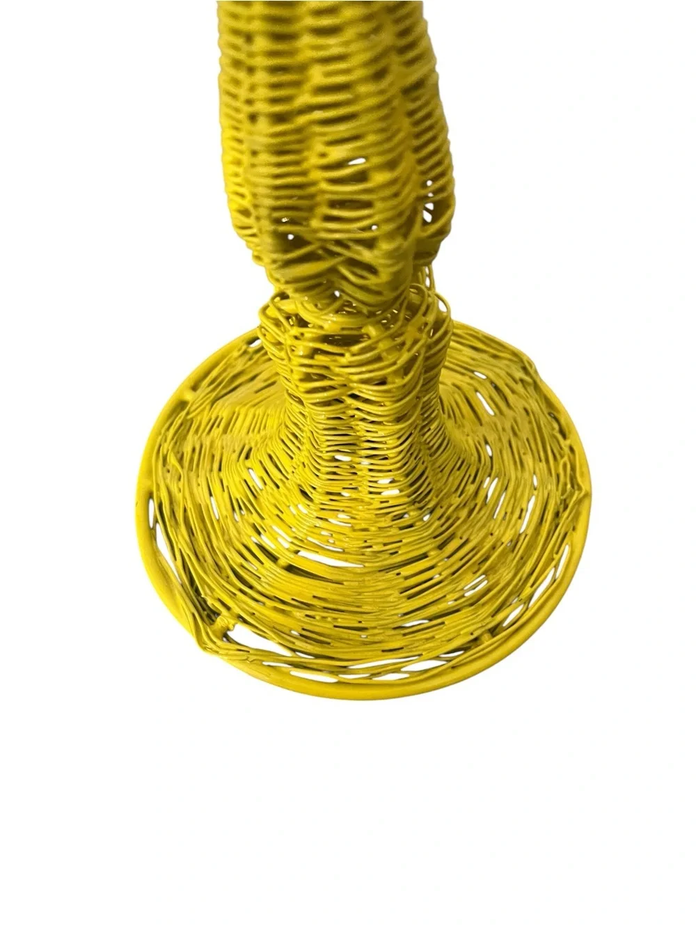 Vintage Yellow Spun Wire Taper Candlestick Holders - Set of 2